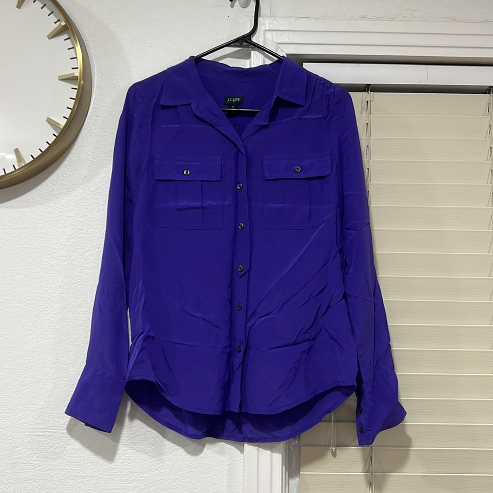 Jcrew factory purple silk button down shirt